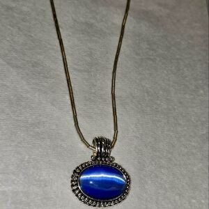 Vintage Blue Cats Eye Necklace